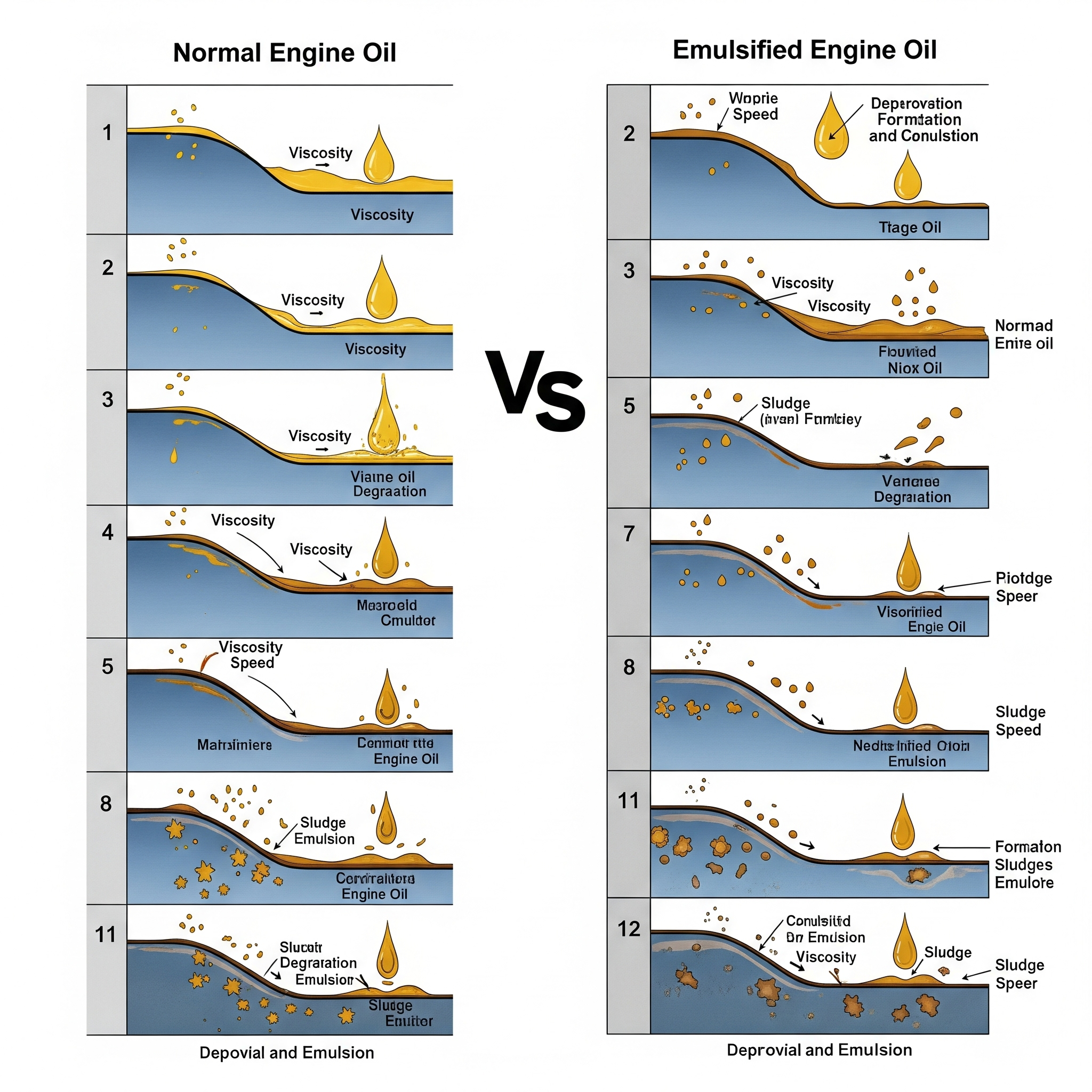 Comparaison de la détérioration de l'huile, huile normale et huile émulsifiée