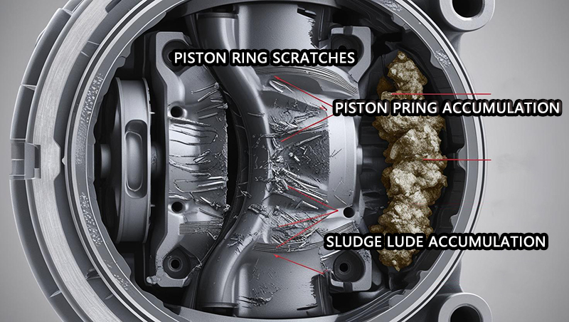 internal wear of the engine caused by using the wrong engine oil