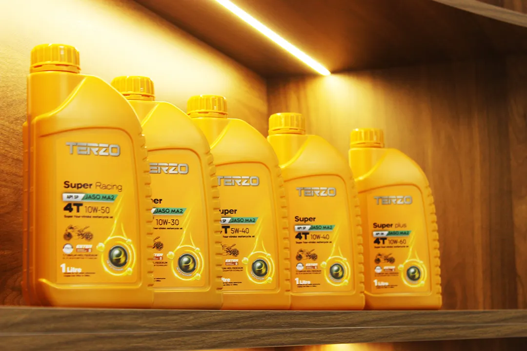 10W50 Motorcycle Oil on the Display Rack